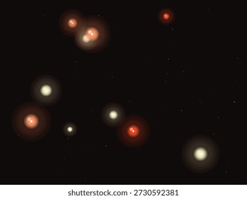 Glowing celestial bodies shining brightly against a dark, textured space backdrop, evoking a mystical and serene atmosphere