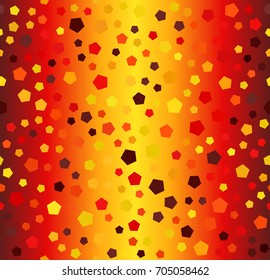 Glowing chaotic pentagon pattern. Seamless vector background