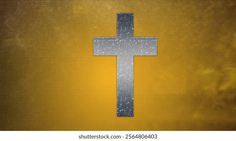 Glowing Christian cross shaped hole in dark and light Background, Faith, Religion and symbolic concept, christian cross background
