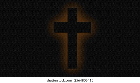 Glowing Christian cross shaped hole in dark and light Background, Faith, Religion and symbolic concept, christian cross background
