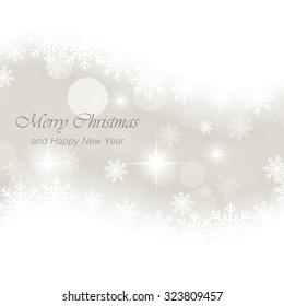 Glowing Christmas card with snowflakes and stars, vector background.