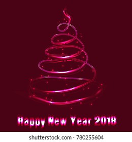 Glowing Christmas Lines in New Year 2018.