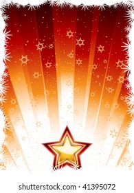 glowing christmas star on a red star burst background