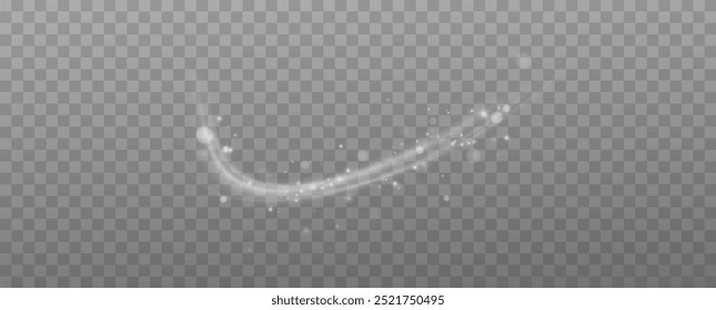 Glowing Christmas stardust line. Sparkling magical dust particles.Confetti glittering wave.