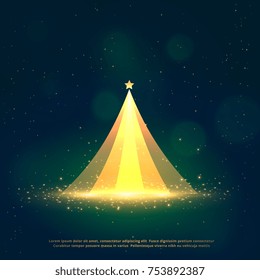 glowing christmas tree design on blue background