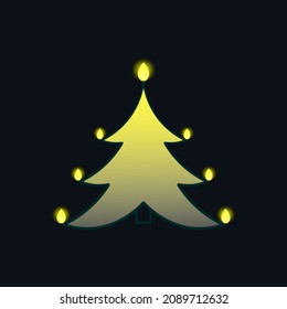 Glowing christmas tree icon. Vector illustration.