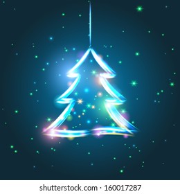 Glowing Christmas tree illustration