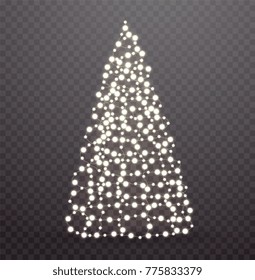 Glowing Christmas tree made of lights and garlands.