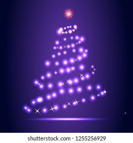 glowing Christmas tree on transparent background vector