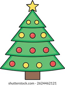Ilustração de arte vetorial brilhante da árvore de Natal.