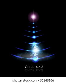 Glowing Christmas tree. Vector eps10 abstract holiday background