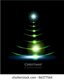 Glowing Christmas tree. Vector eps10 abstract holiday background