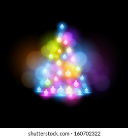 Glowing Christmas Tree vector illustration.