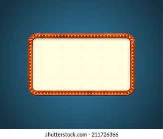 Glowing cinema signboard with light bulbs on the contour. EPS10 vector background,