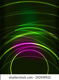 Glowing circle and blending colors in dark space. Vector illustration. Abstract background