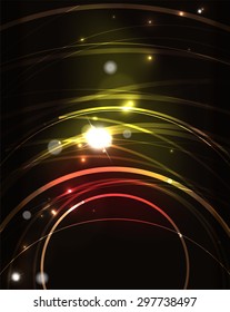 Glowing circle and blending colors in dark space. Vector illustration. Abstract background