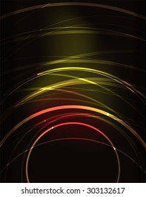 Glowing circle and blending colors in dark space. Vector illustration. Abstract background