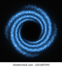 Glowing circle frame with light effect. Glitter circle ring with glowing particles. Luxury shiny circle twinkle.