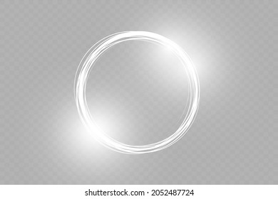 glowing circle frame with shadow isolated on transparent background. Shiny frame with glowing effects. Vector illustration.
