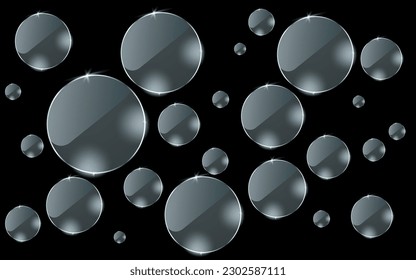 glowing circle glass isolated on black background.