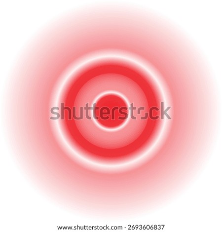 Glowing Circle Icon. Red and White Concentric Rings with Gradient Halo Effect Representing Energy, Target, and Radiating Motion Design