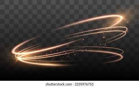 Glowing circle lines. Magic shining circles. Vector golden light effect.
