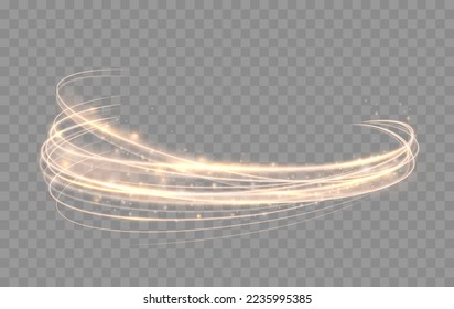 Líneas de círculo brillantes. Los círculos mágicos brillantes. Efecto de luz dorada vectorial.