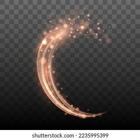 Líneas de círculo brillantes. Los círculos mágicos brillantes. Efecto de luz dorada vectorial.