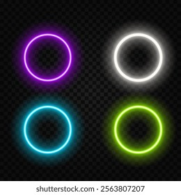 Glowing circle neon button. light frame designs blue, pink, yellow, abstract mandala bright colored for web design, app, game and interface.