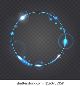 glowing circle neon frame, vector illustration on dark background