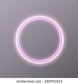 Círculo brillante sobre un fondo transparente. Anillo luminoso con iluminación. Marco redondo con brillo. Lujo para la publicidad.