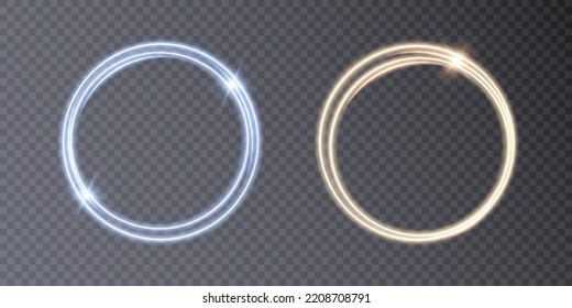 Glowing circle on a transparent background. Illuminated ring. Round frame for advertising design.