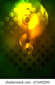 Glowing circles in the dark, futuristic vector abstract background design template