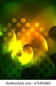 Círculos brillantes en la plantilla de diseño de fondo abstracto vectorial oscuro y futurista
