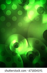 Glowing circles in the dark, futuristic vector abstract background design template