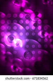 Círculos brillantes en la plantilla de diseño de fondo abstracto vectorial oscuro y futurista
