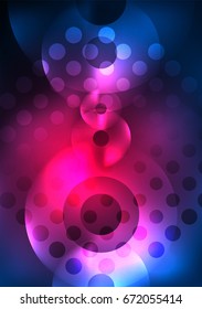 Círculos brillantes en la plantilla de diseño de fondo abstracto vectorial oscuro y futurista