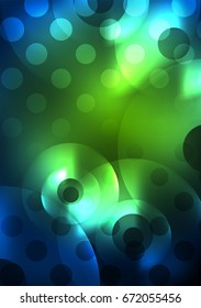 Glowing circles in the dark, futuristic vector abstract background design template