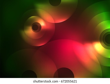 Círculos brillantes en la plantilla de diseño de fondo abstracto vectorial oscuro y futurista