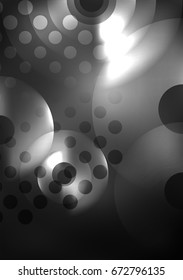 Glowing circles in the dark, futuristic vector abstract background design template