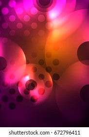 Círculos brillantes en la plantilla de diseño de fondo abstracto vectorial oscuro y futurista