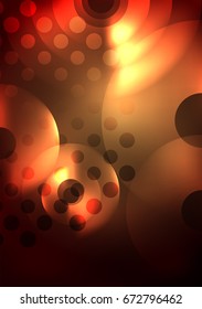Glowing circles in the dark, futuristic vector abstract background design template