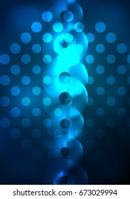 Glowing circles in the dark, futuristic vector abstract background design template