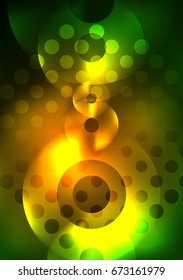 Círculos brillantes en la plantilla de diseño de fondo abstracto vectorial oscuro y futurista