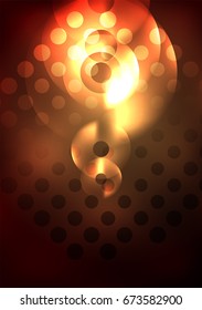 Glowing circles in the dark, futuristic vector abstract background design template