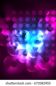 Círculos brillantes en la plantilla de diseño de fondo abstracto vectorial oscuro y futurista