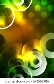 Glowing circles in the dark, futuristic vector abstract background design template