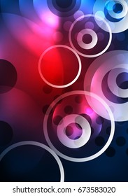 Glowing circles in the dark, futuristic vector abstract background design template