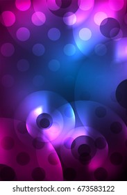 Glowing circles in the dark, futuristic vector abstract background design template