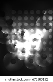 Círculos brillantes en la plantilla de diseño de fondo abstracto vectorial oscuro y futurista